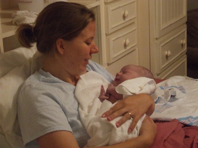 Stacie holding Philip - newborn